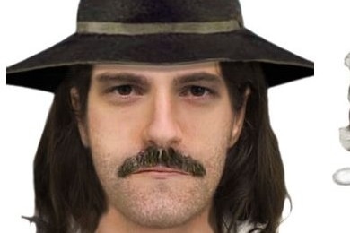 A composite image of a Caucasian man with a mustache wearing a hat.