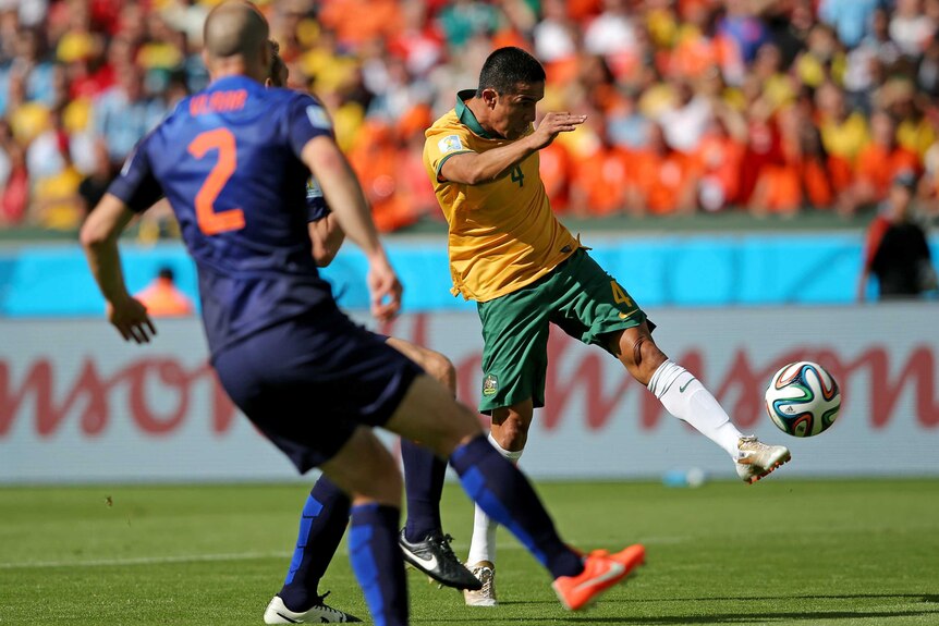 Cahill thumps a sizzling equaliser against the Netherlands