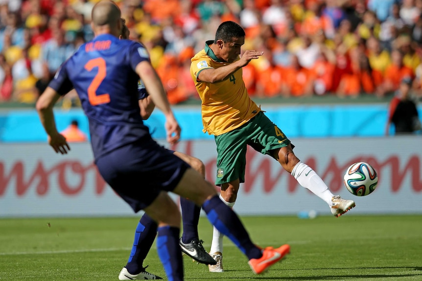 Cahill thumps a sizzling equaliser against the Netherlands