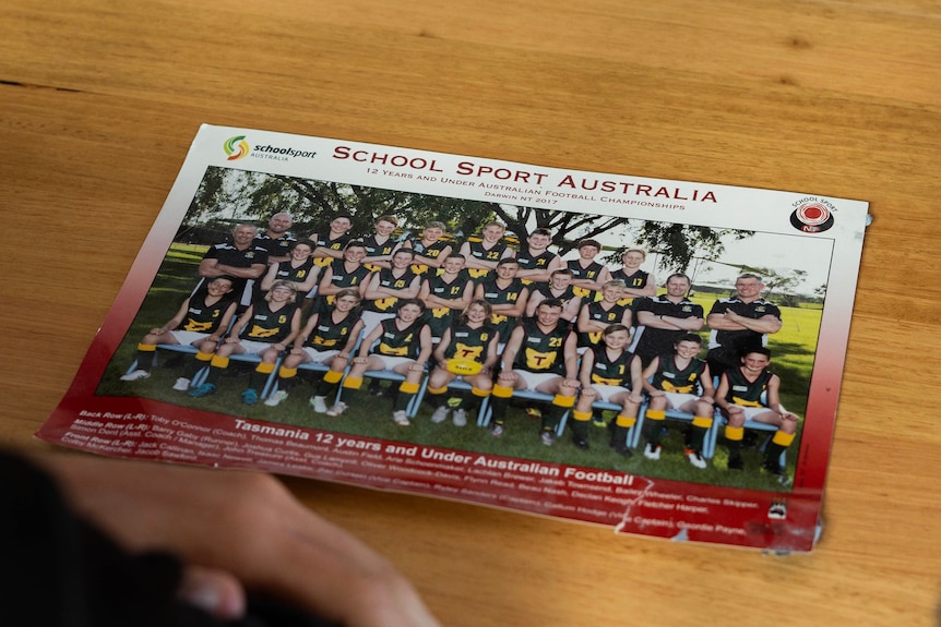 School sport photograph of under 12's AFL team.