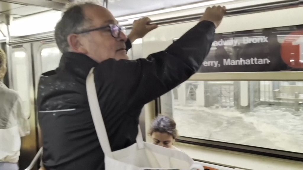 Floodwater breaches New York subway station amid severe rainfall - ABC News