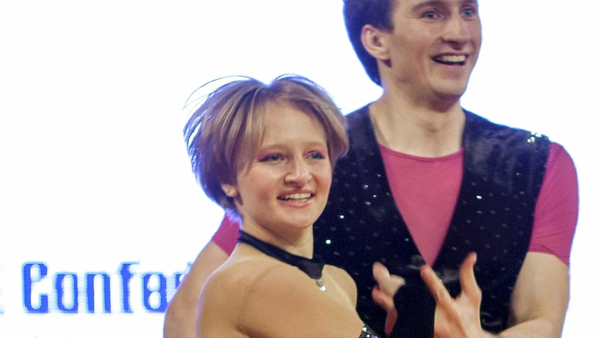 Katerina Tikhonova (L), daughter of Russian President Vladimir Putin, dances with Ivan Klimov.