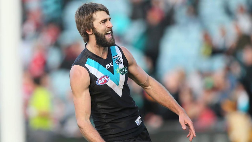 Port Adelaide's Justin Westhoff in action against Sydney in round 13.