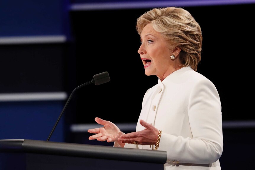 Hillary Clinton speaks during the third presidential debate