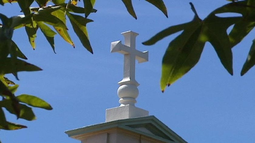 A religious cross up close