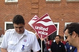 United Voice members protest outside Royal Perth Hospital