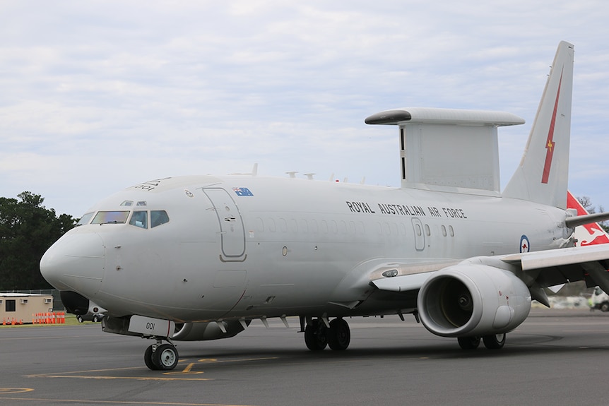 RAAF's E-7A Wedgetail plane in Hobart
