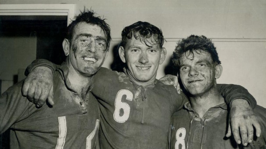 Des Webb, Keith Howard and Cliff Robinson after the 1959 reserve grade grand final. 