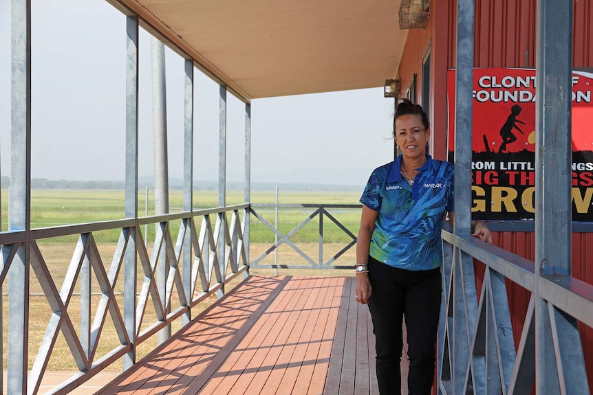 Gunbalanya school teacher Hira Morgan standing on the school campus.