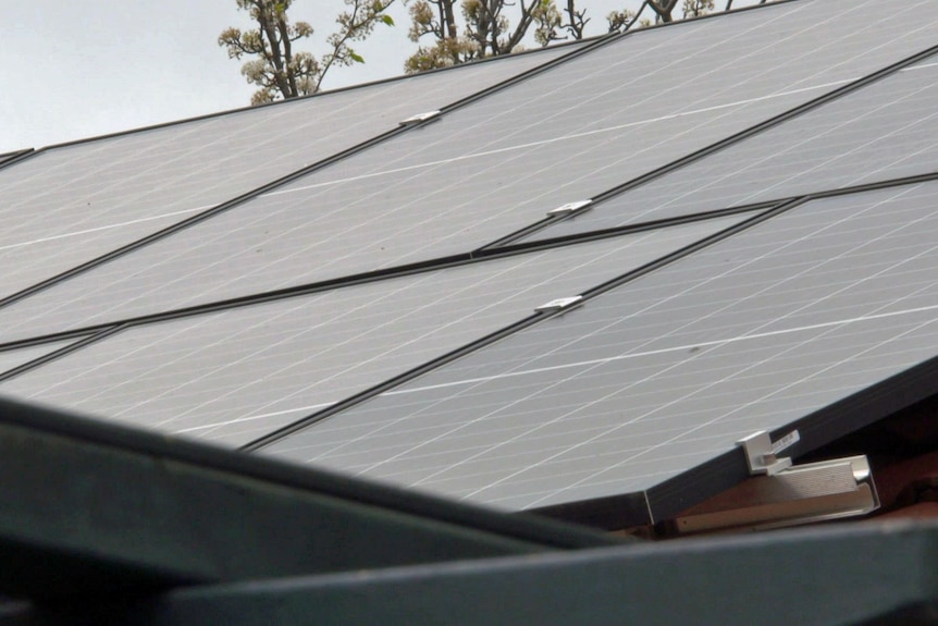 Solar panels on a roof.