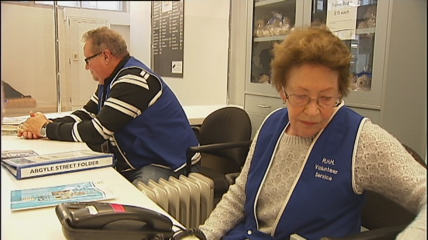 Joan Nelson is a long-serving volunteer at the Royal Hobart Hospital, which has 96 people on its team.
