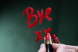 The word 'bye' written in lipstick on a mirror in a story about do break-ups show our true colours.