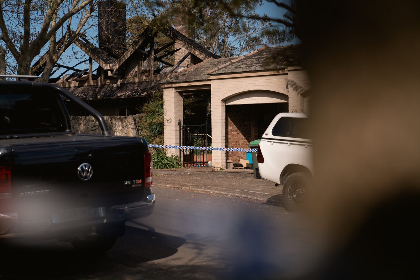  the outside of a house after a fire