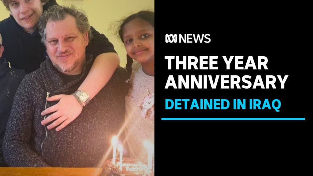 Three Year Anniversary, Detained in Iraq: Robert Pether in front of a birthday cake. 