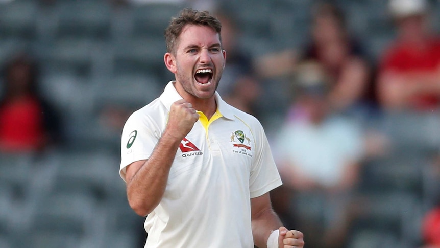 Chadd Sayers pumps his fist while yelling.