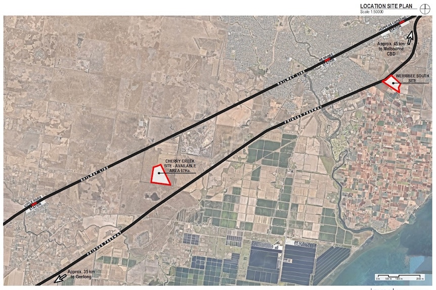 Map of new site of youth detention centre at Cherry Creek, Wyndham