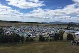 Hundreds of cars and tents outside Tasmania's Falls Festival