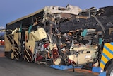 The wreckage of a deadly Swiss bus crash
