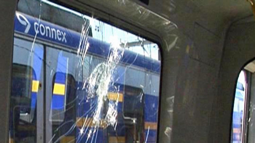 The result of a rock attack on a surburban train