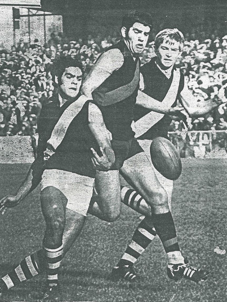 Derek Peardon playing for Richmond against Essendon around 1970