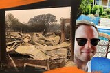A composite image shows James Findlay and his mother and the remains of their family home.
