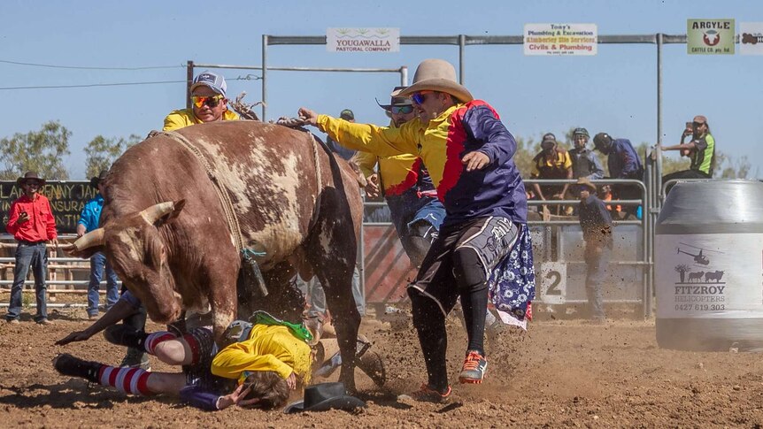 Rodeo clown Cain Burns says he tries not to think about what can go wrong inside the pen.