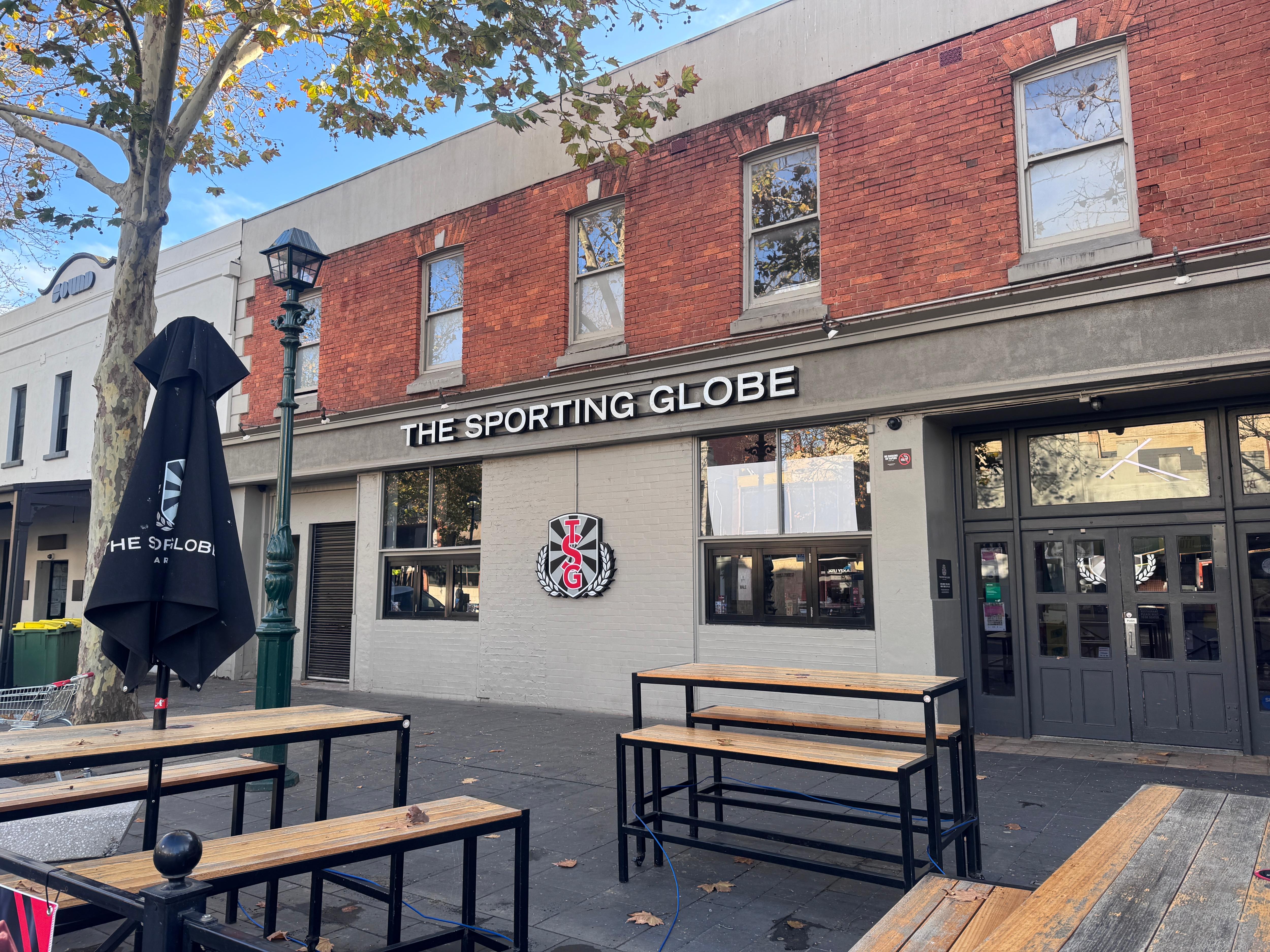 The Sporting Globe in Bendigo, where staff helped a stabbed man after he collapsed nearby.