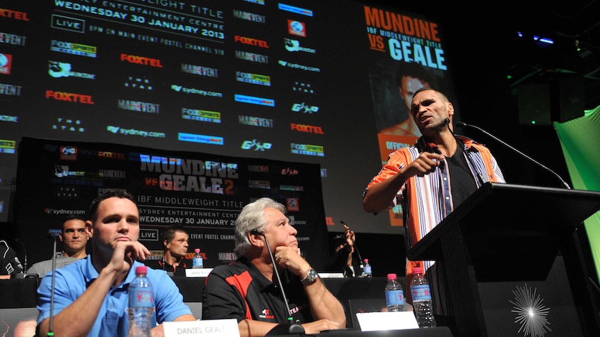 Mundine speaks at presser