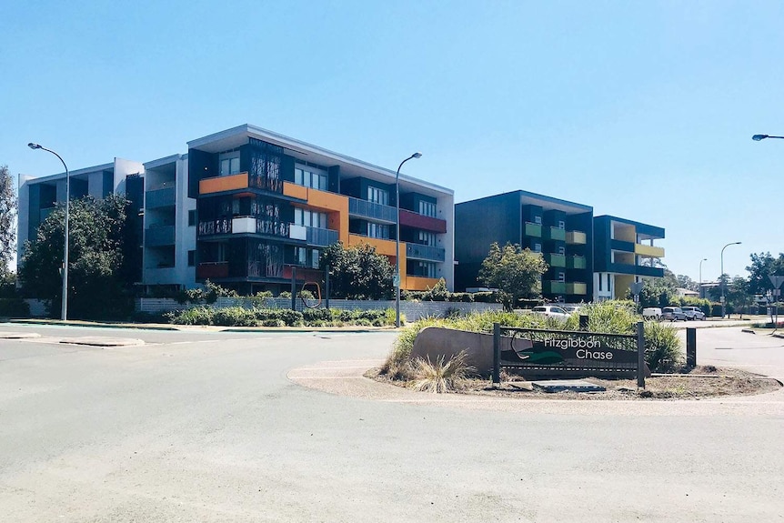 Apartment buildings at Fitzgibbon Chase master-planned community on Brisbane's northside.