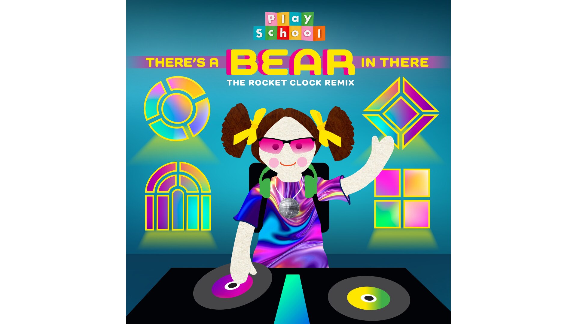 Jemima being a DJ in the cover artwork of the new Play School music track