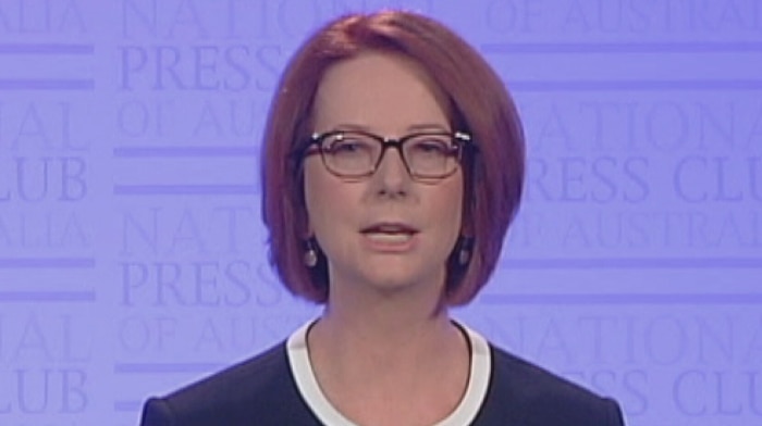 Julia Gillard at giving her National Press Club address on 30 January, 2013