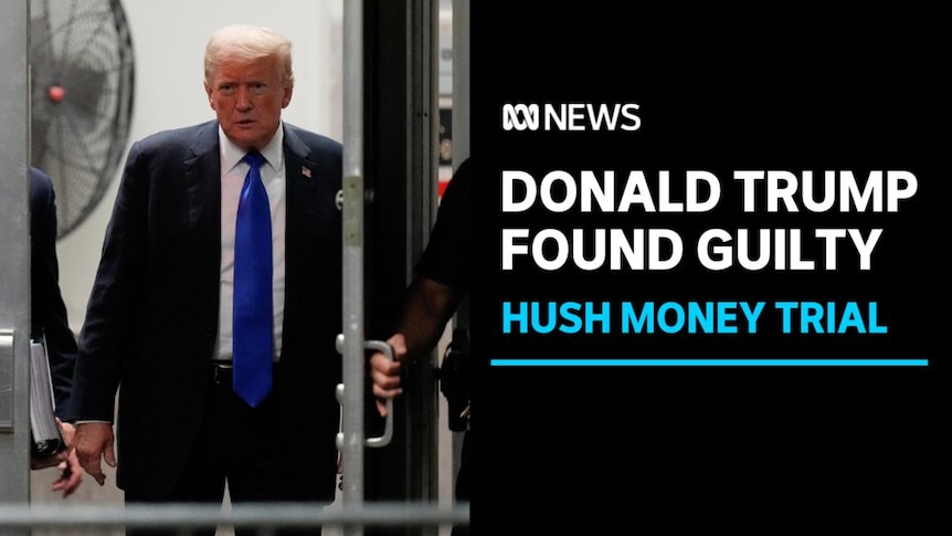 Donald Trump Found Guilty, Hush Money Trial: Donald Trump exits a building through a doorway.