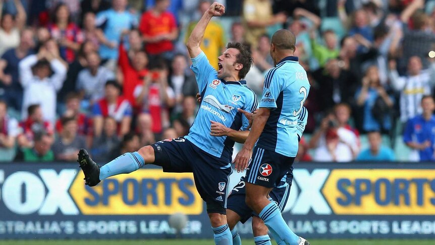 Sydney FC's Alessandro Del Piero scores against Newcastle.