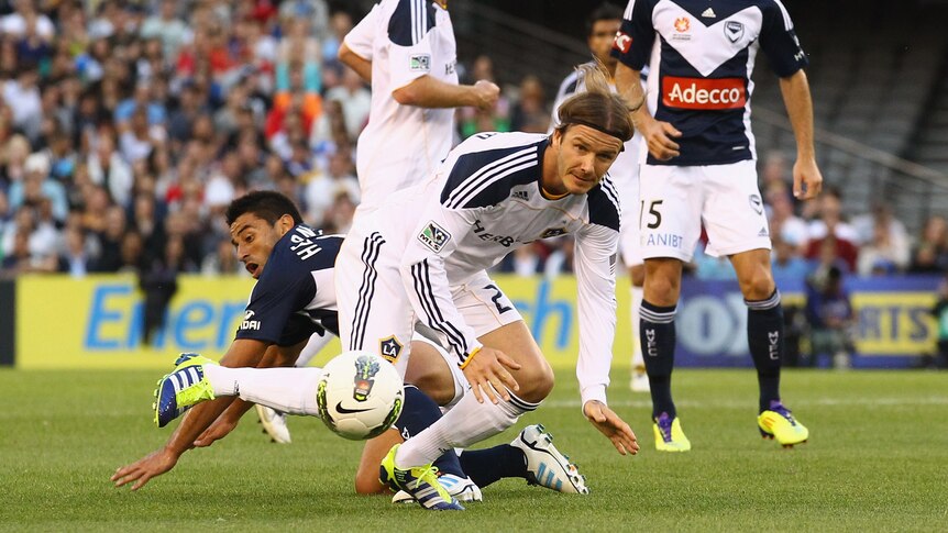 Star showing ... David Beckham showed perceptive passing throughout the friendly encounter.
