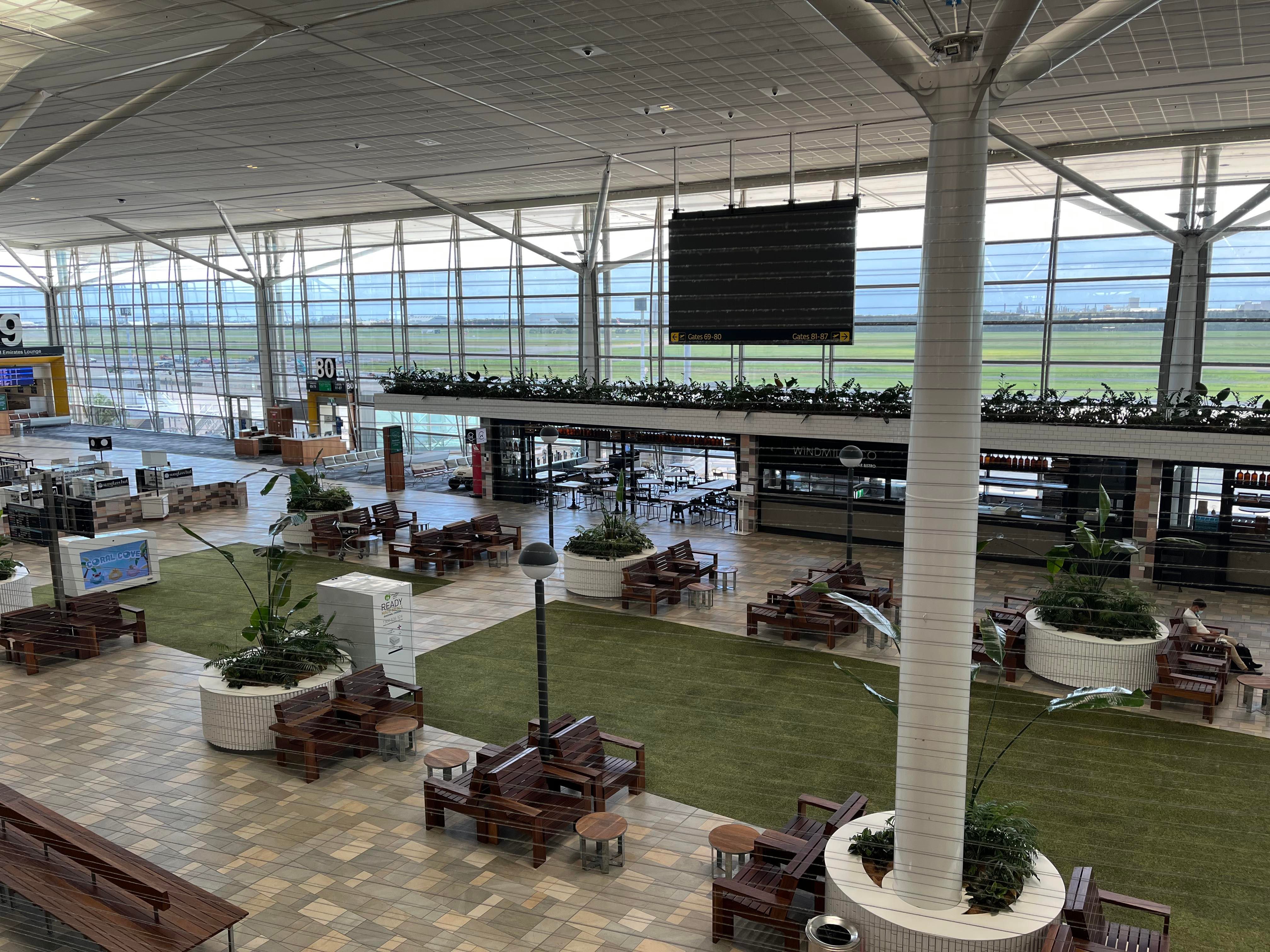 Brisbane International Airport concourse devoid of people
