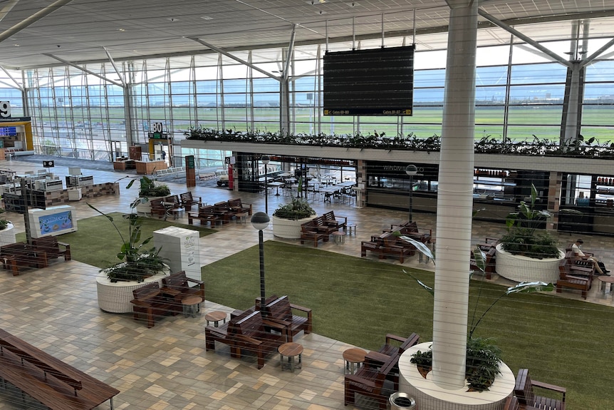 Brisbane International Airport concourse devoid of people