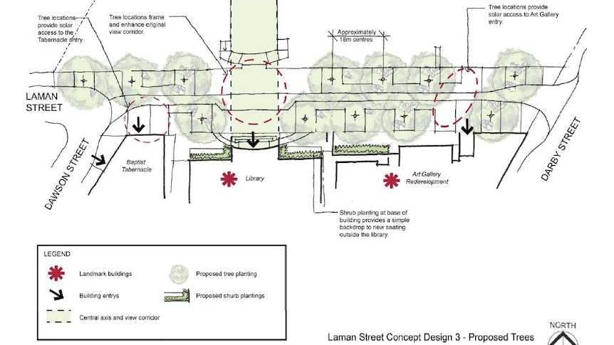 Newcastle Council's concept plans for Laman Street will be on public exhibition for six weeks.