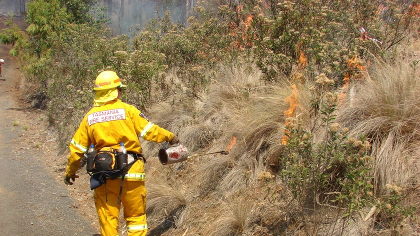 Tasmanian Fire fighter backburning