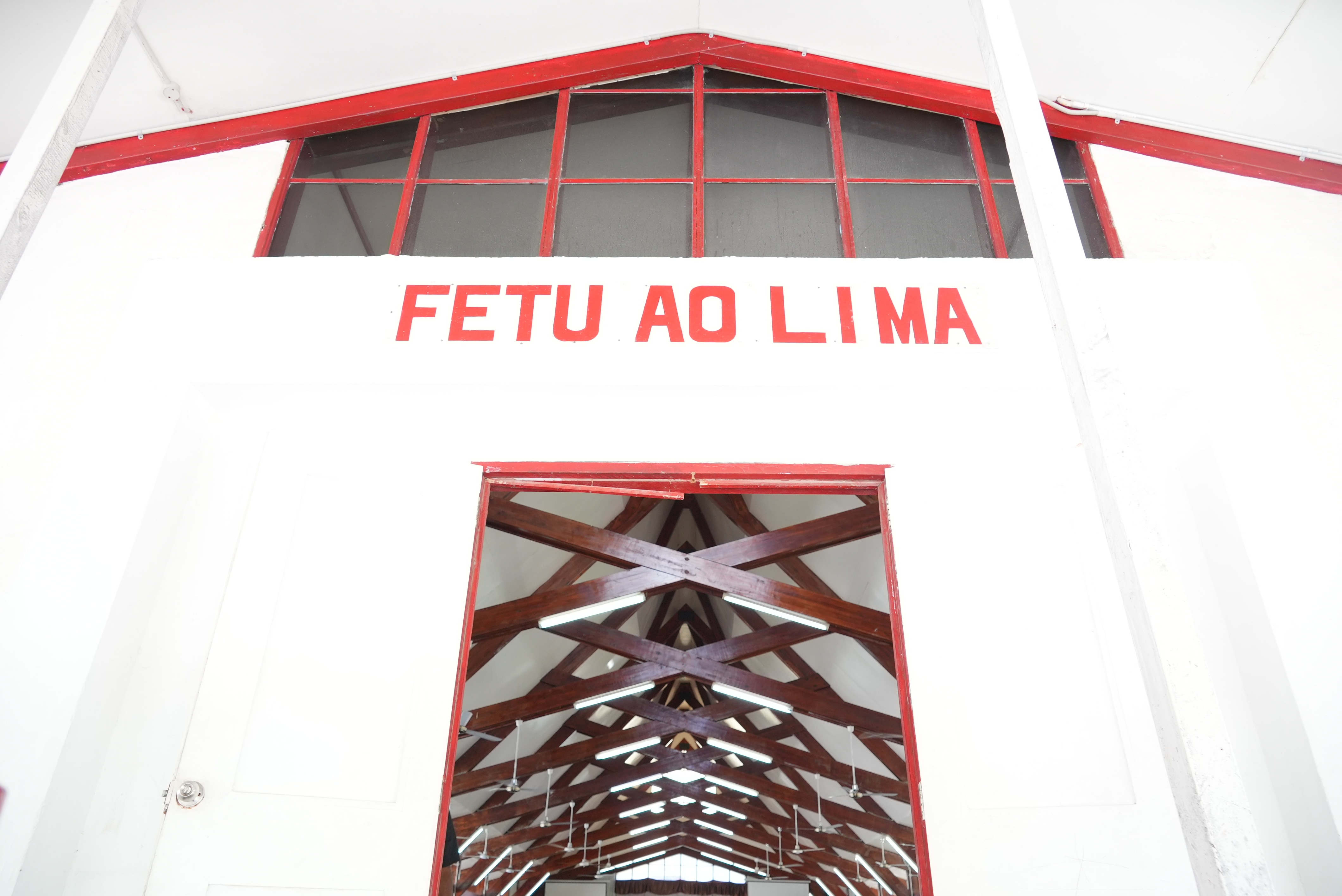 A photo of a sign reading Fetu Ao Lima — translation: Morning Star — which is the name of Tuvalu's most prominent church.