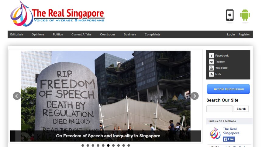 The Real Singapore homepage screenshot
