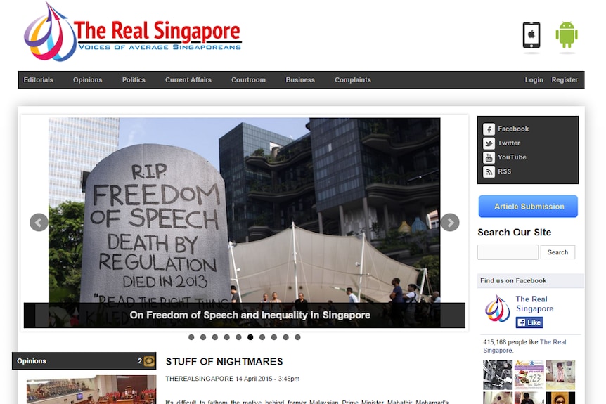 The Real Singapore homepage screenshot