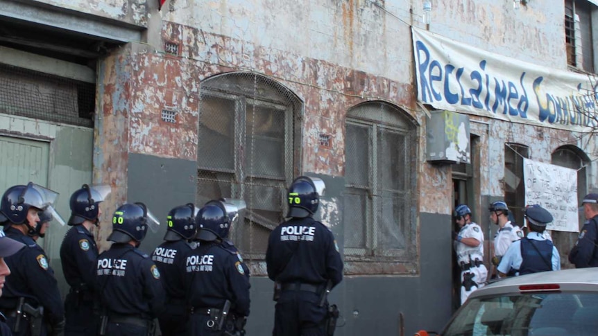 NSW Police evict Newtown squatters.