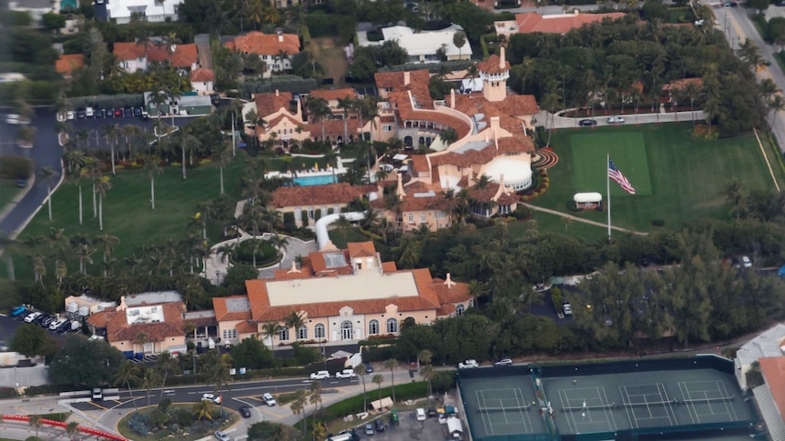 An aerial view of Donald Trump's Mar-a-Lago club in Florida