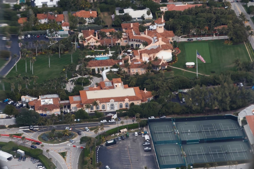An aerial view of Donald Trump's Mar-a-Lago club in Florida