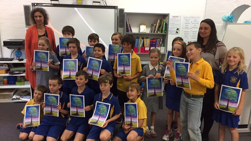 Year three students from Giralang Primary at the end of the school year, 17 December 2015