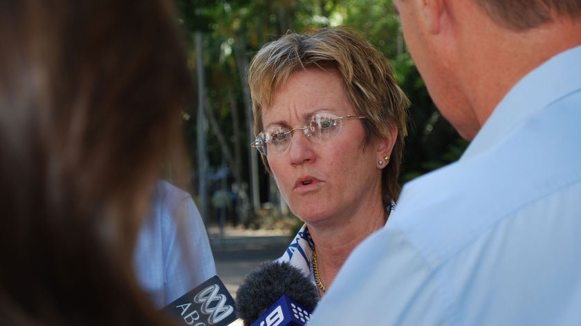 CLP Deputy Kezia Purick, surrounded by media