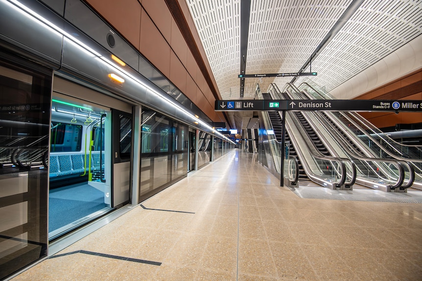Inside a new Sydney Metro station