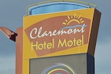 Sign outside Claremont hotel, southern Tasmania.