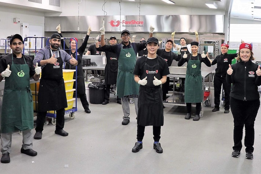 Volunteers in the Fareshare kitchen