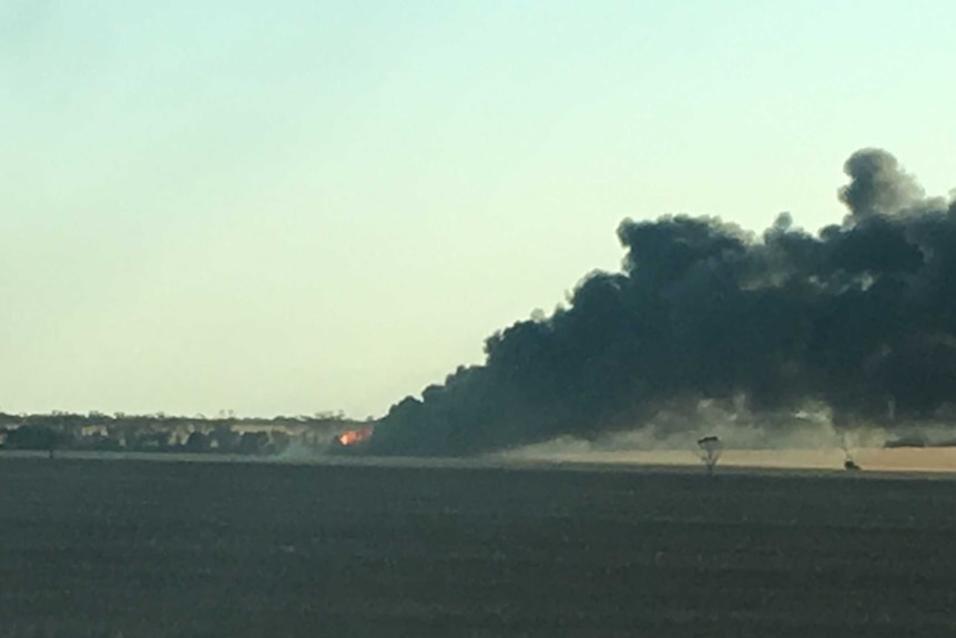 Smoke coming from a truck fire